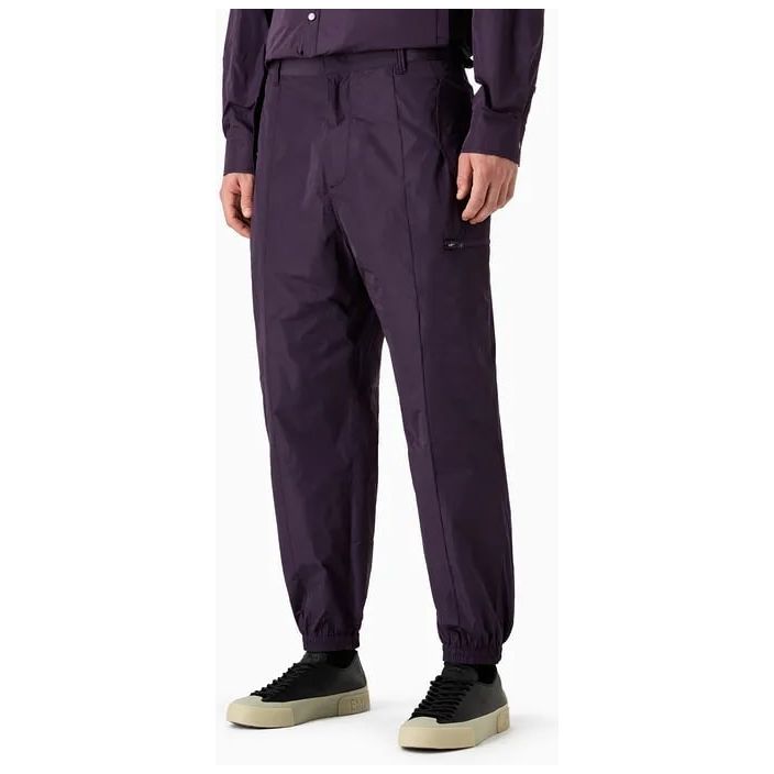 EMPORIO ARMANI LIGHTWEIGHT NYLON TROUSERS WITH STRETCH ANKLE CUFFS - Yooto