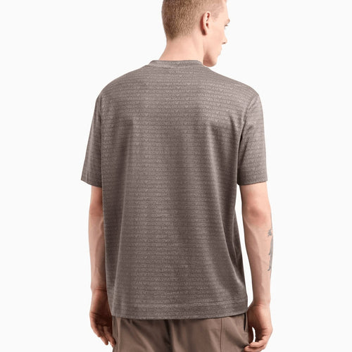 Load image into Gallery viewer, EMPORIO ARMANI Jersey T-shirt with all-over jacquard lettering
