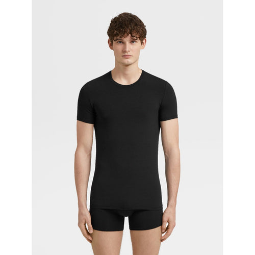 Load image into Gallery viewer, ZEGNA Black Micromodal Crewneck T-Shirt
