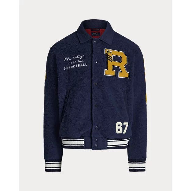 RALPH LAUREN Pile Fleece Letterman Jacket