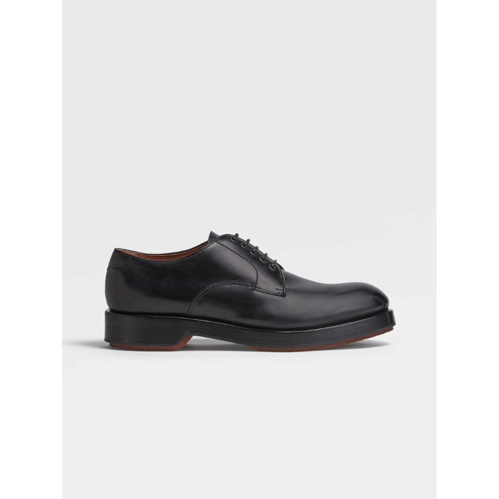 ZEGNA Black Hand-buffed Leather Udine Derby