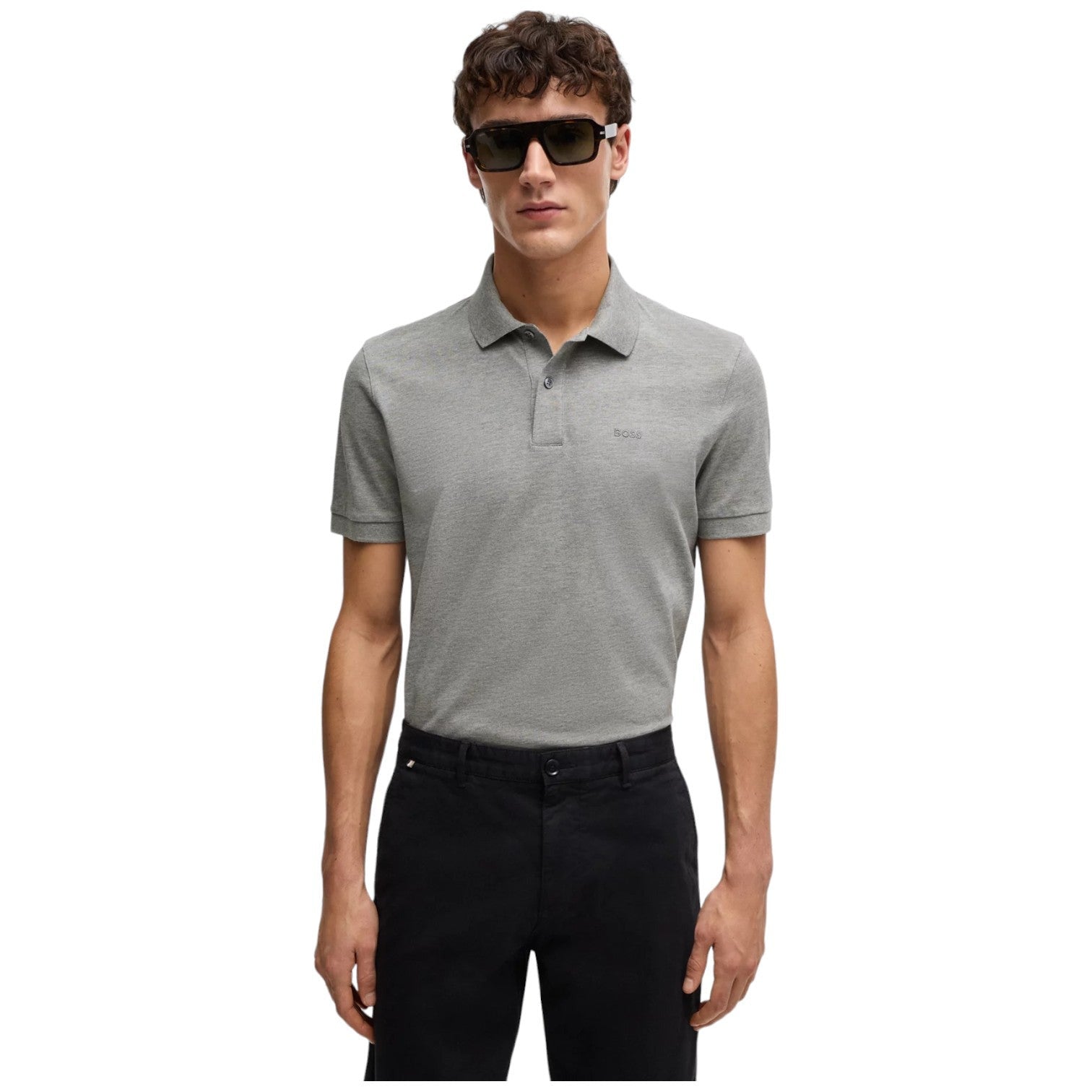 BOSS PALLAS COTTON POLO SHIRT WITH EMBROIDERED LOGO