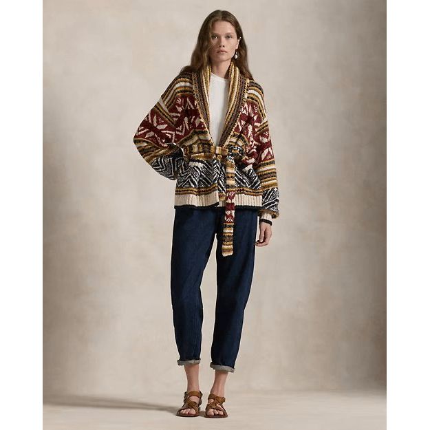 RALPH LAUREN Multi-Pattern Shawl Cardigan