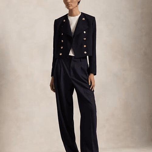 Load image into Gallery viewer, RALPH LAUREN Wool Crepe Cropped Jacket
