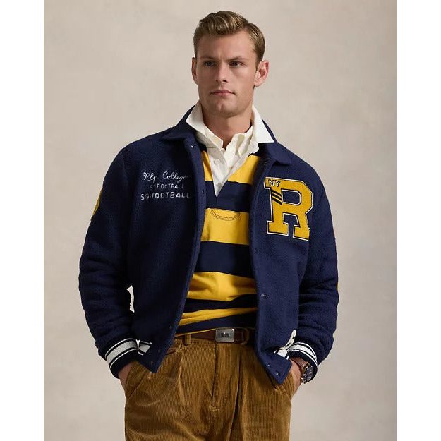 RALPH LAUREN Pile Fleece Letterman Jacket