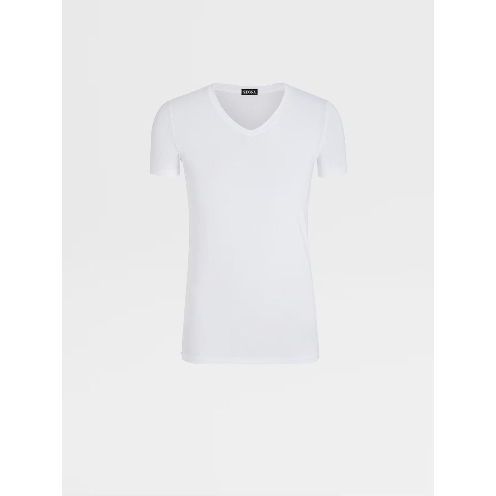 ZEGNA WHITE STRETCH MODAL V-NECK T-SHIRT