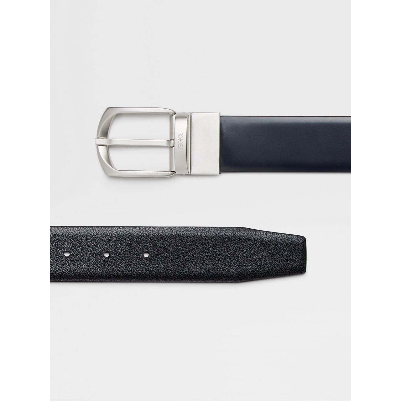 ZEGNA BLUE AND BLACK REVERSIBLE LEATHER BELT