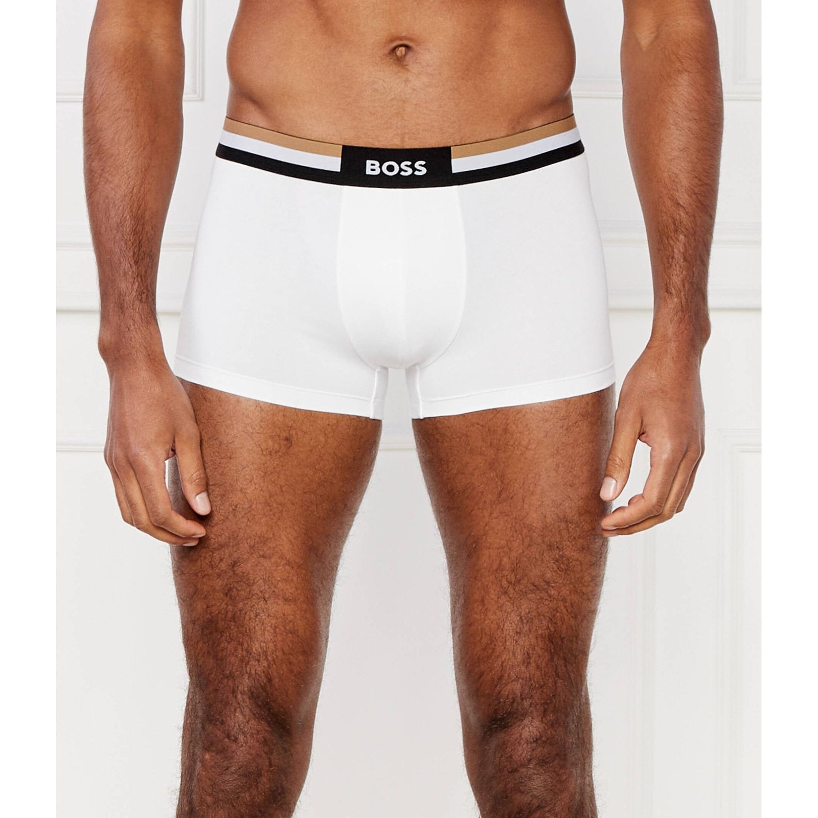 BOSS THREE-PACK OF COTTON-BLEND TRUNKS WITH SIGNATURE WAISTBANDS