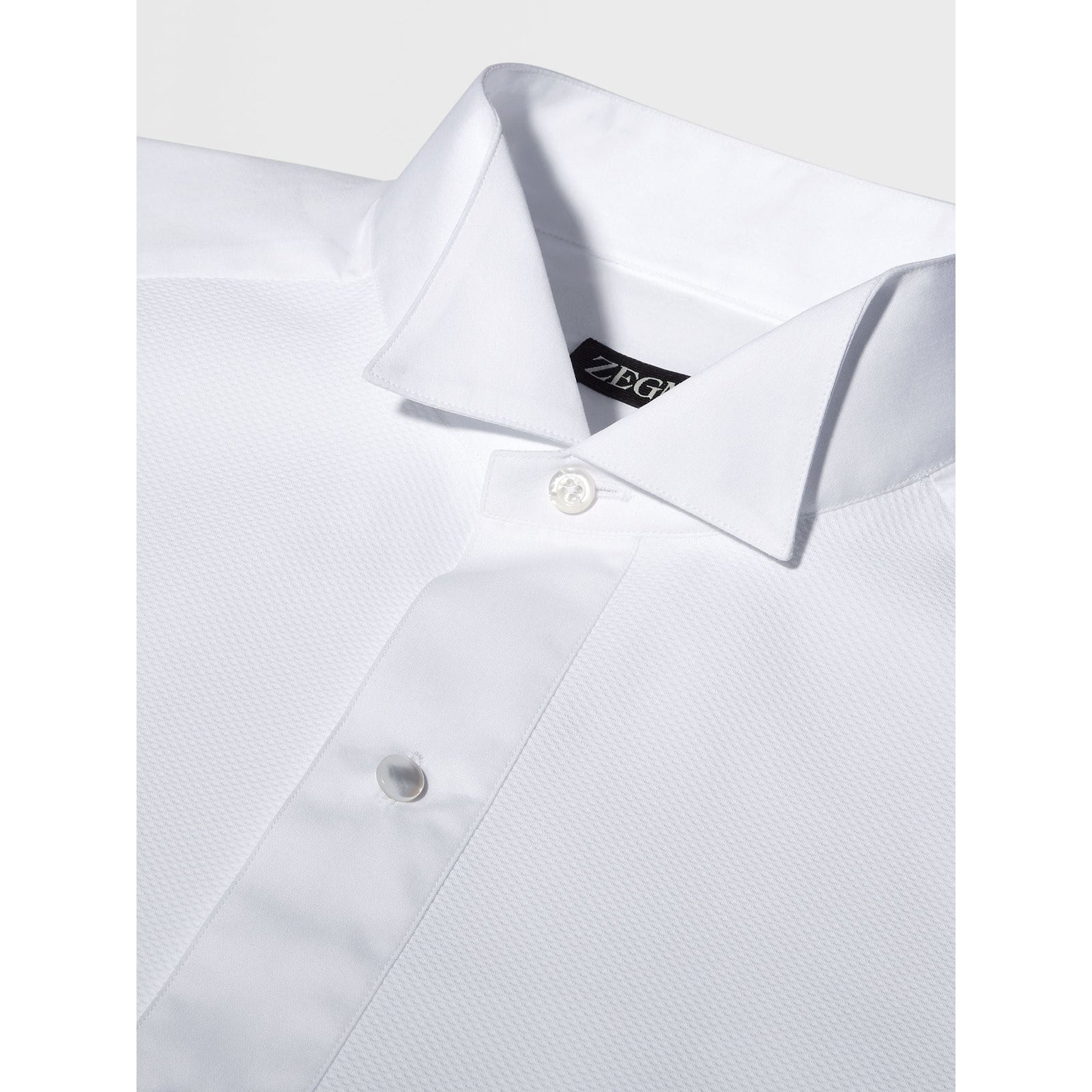 ZEGNA WHITE COTTON TUXEDO SHIRT