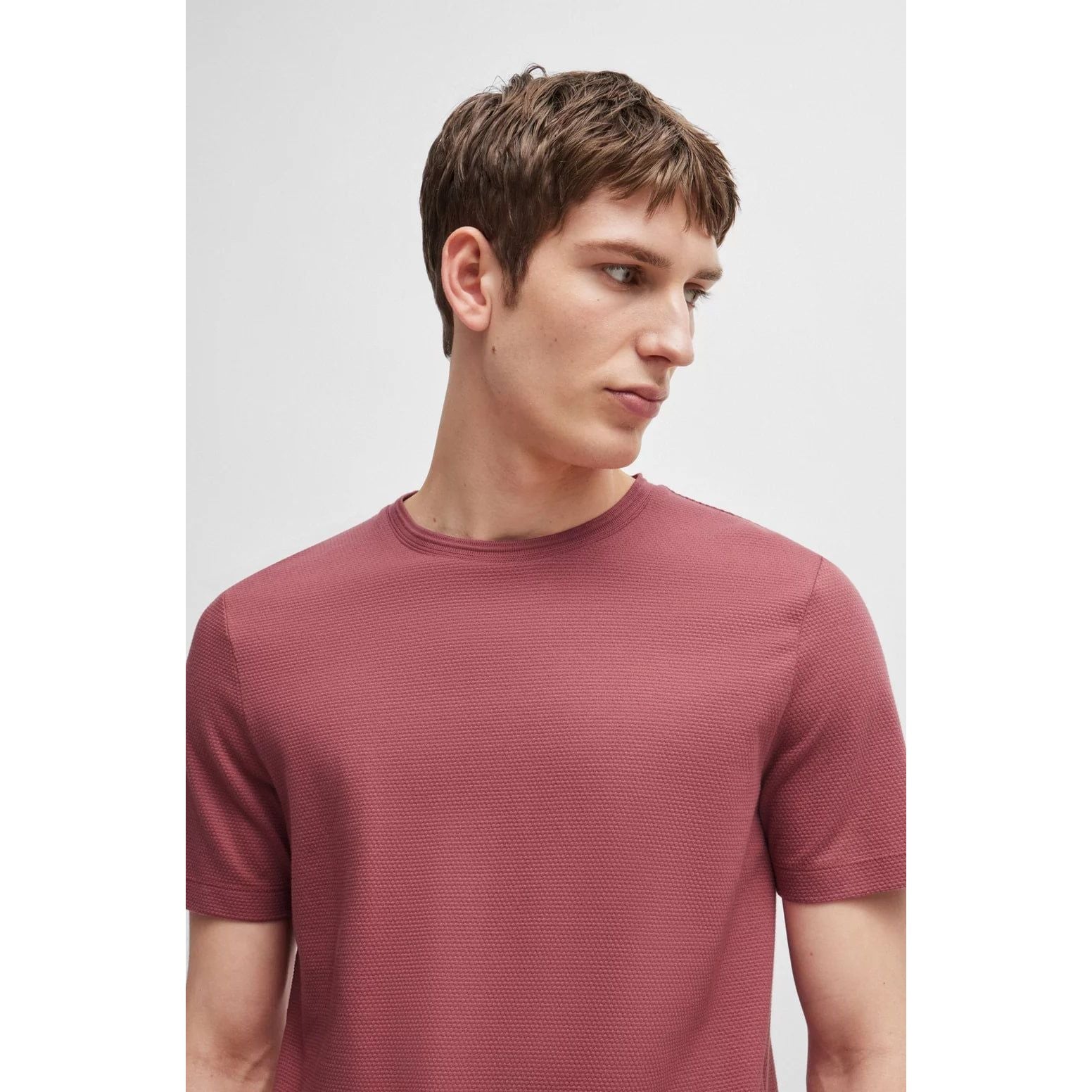 BOSS COTTON-BLEND T-SHIRT WITH BUBBLE-JACQUARD STRUCTURE