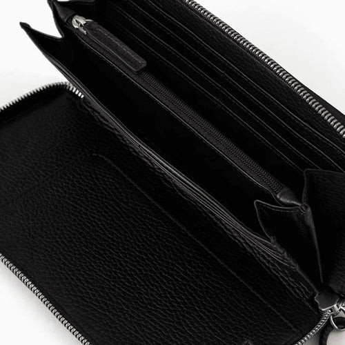 Load image into Gallery viewer, EMPORIO ARMANI Tumbled leather wallet with wrap-around zip
