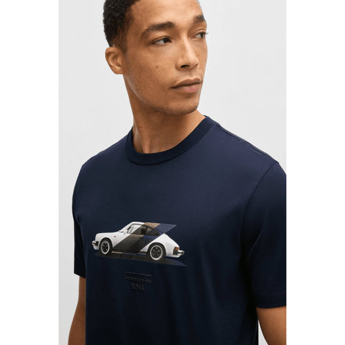 Load image into Gallery viewer, BOSS Porsche x BOSS mercerised-cotton T-shirt with collaborative branding
