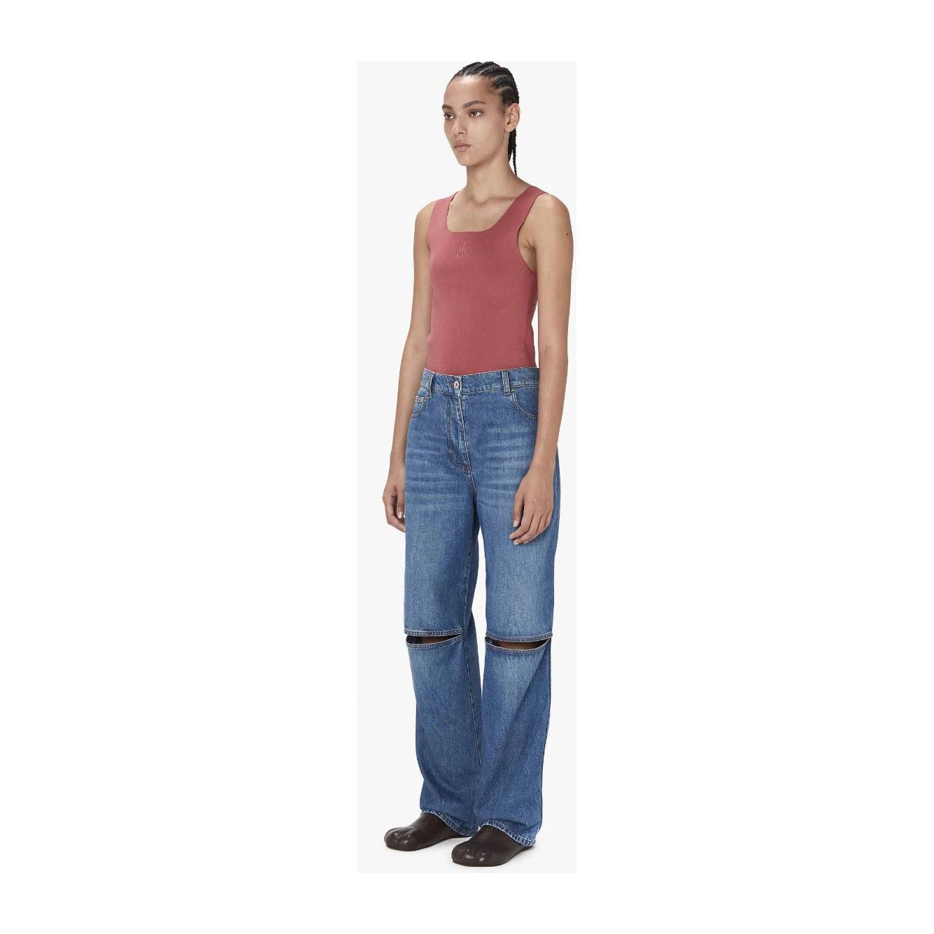 JW ANDERSON CUT-OUT KNEE BOOTCUT JEANS - Yooto