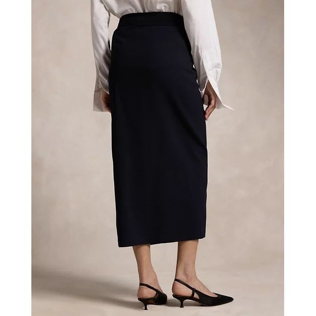 RALPH LAUREN Wool Crepe Wrap Skirt