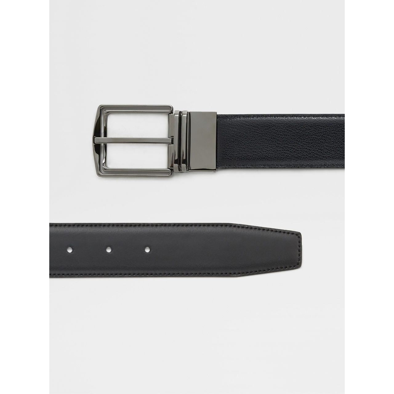 ZEGNA BLACK REVERSIBLE LEATHER BELT