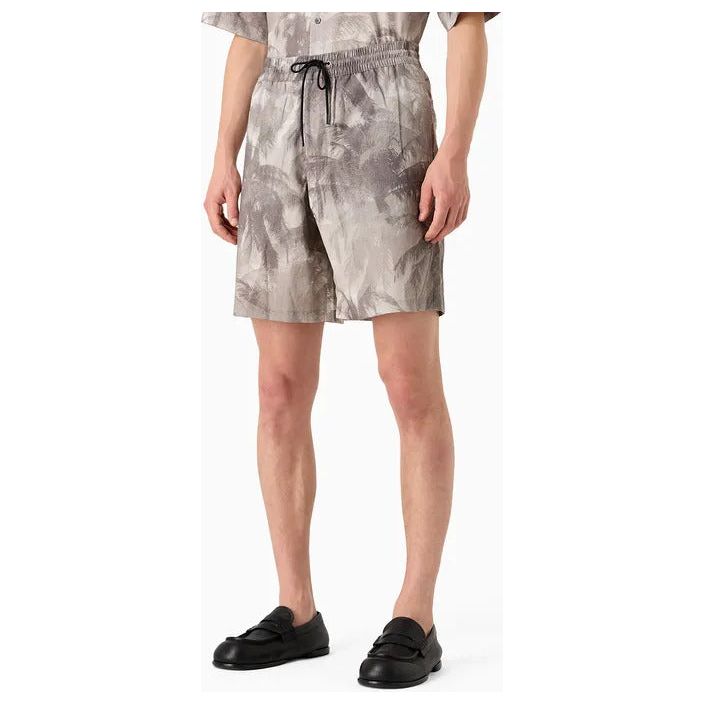 EMPORIO ARMANI ASV LYOCELL-BLEND DRAWSTRING BERMUDA SHORTS WITH ALL-OVER PRINT - Yooto