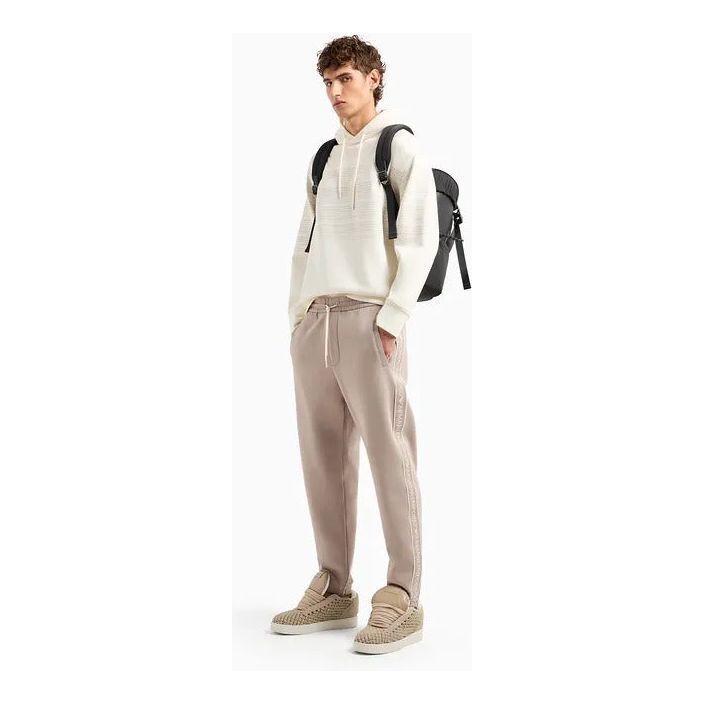 EMPORIO ARMANI DOUBLE-JERSEY JOGGERS WITH DRAWSTRING AND LOGO TAPE - Yooto