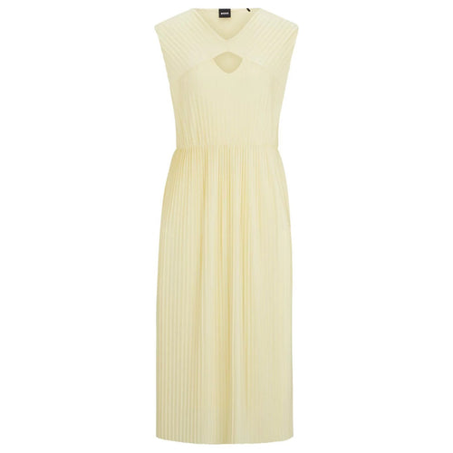 Load image into Gallery viewer, BOSS SLEEVELESS DRESS IN HIGH-SHINE PLISSÉ FABRIC - Yooto
