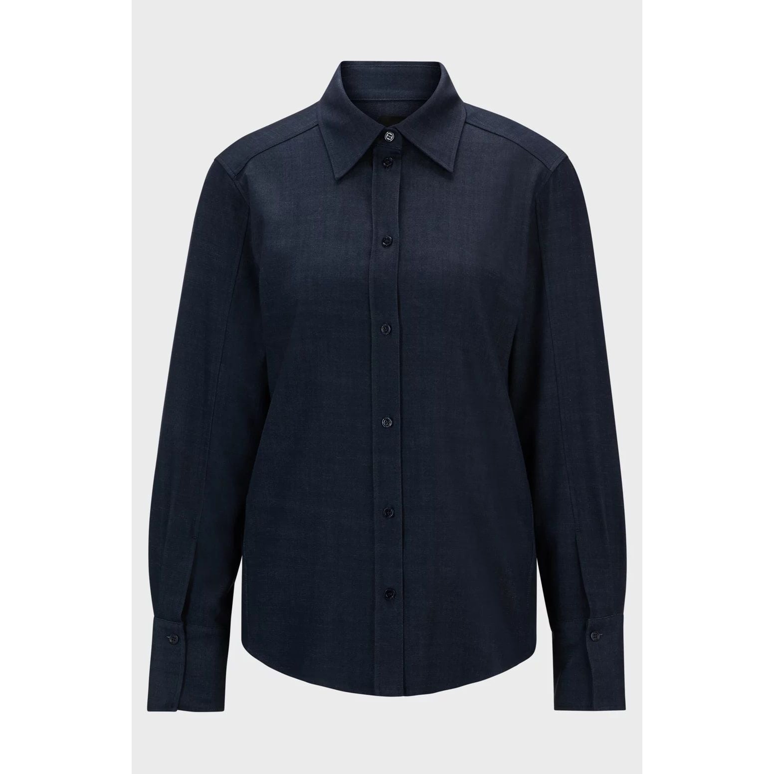 BOSS REGULAR-FIT BLOUSE IN DENIM-EFFECT TWILL