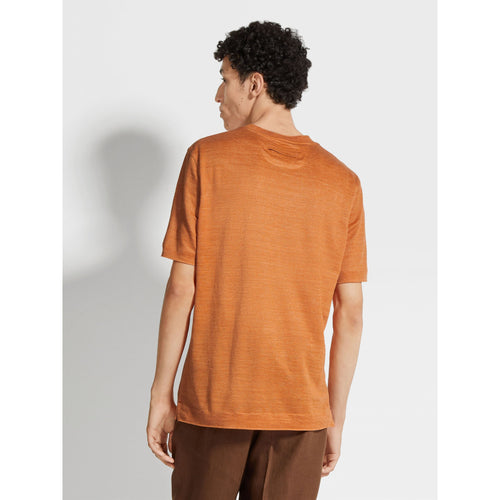 Load image into Gallery viewer, ZEGNA BRIGHT ORANGE LINEN T-SHIRT
