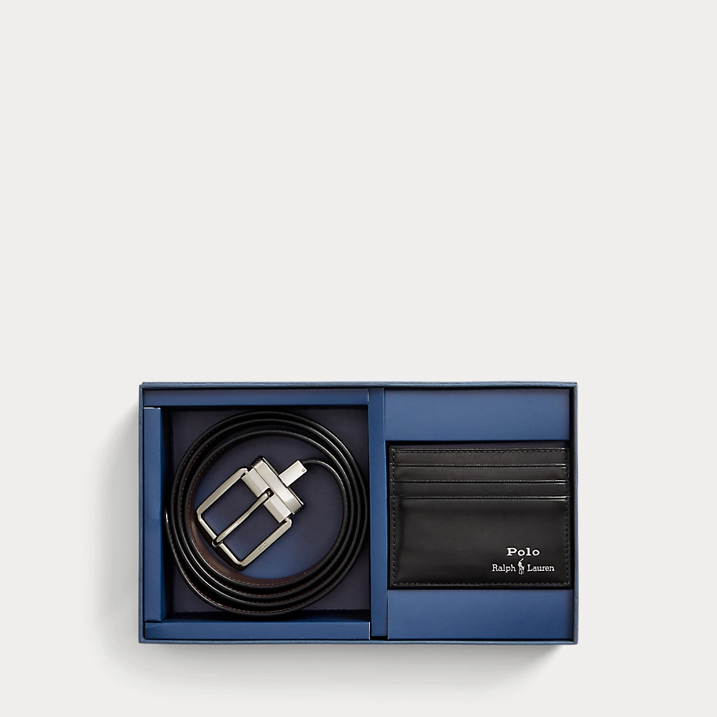 POLO RALPH LAUREN LEATHER BELT & CARD CASE GIFT SET