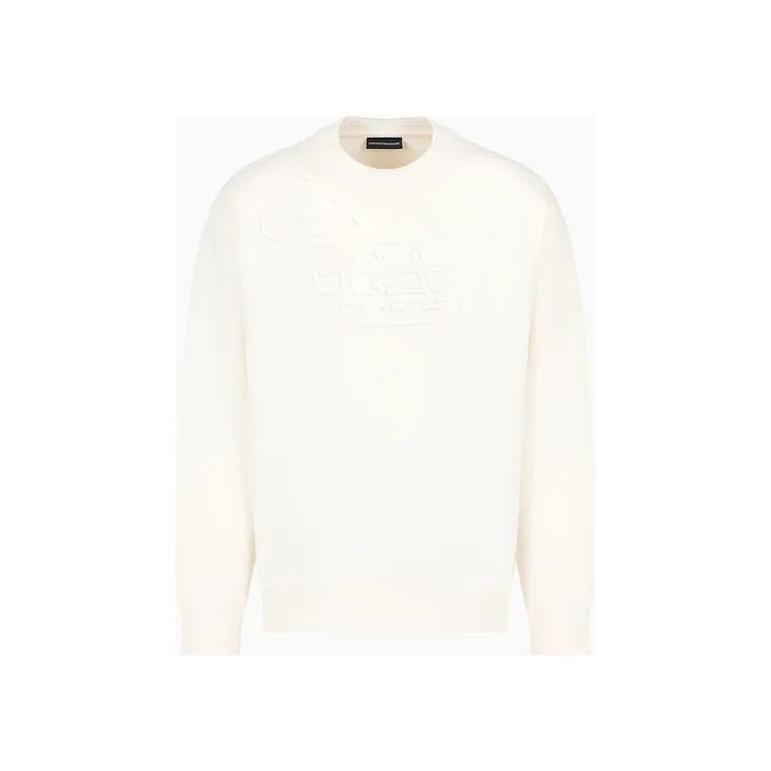 EMPORIO ARMANI DOUBLE-JERSEY SWEATSHIRT WITH EMBOSSED OVERSIZED LOGO