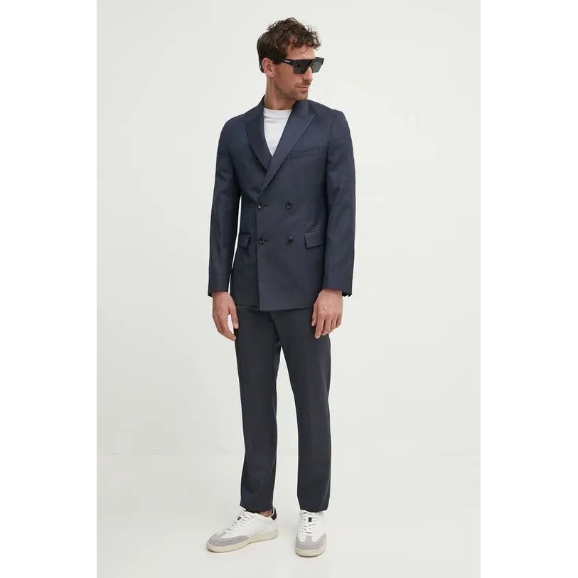 BOSS DOUBLE-BREASTED SLIM-FIT SUIT IN MICRO-PATTERNED WOOL