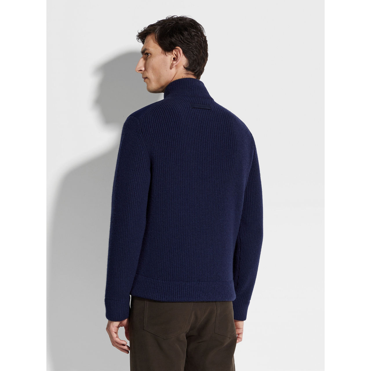 ZEGNA INK BLUE OASI CASHMERE FULL ZIP BLOUSON