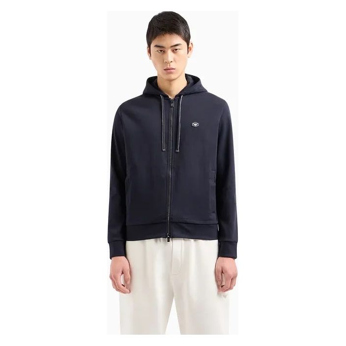 EMPORIO ARMANI HOODED, ZIPPED, PONTE-DI-ROMA SWEATSHIRT