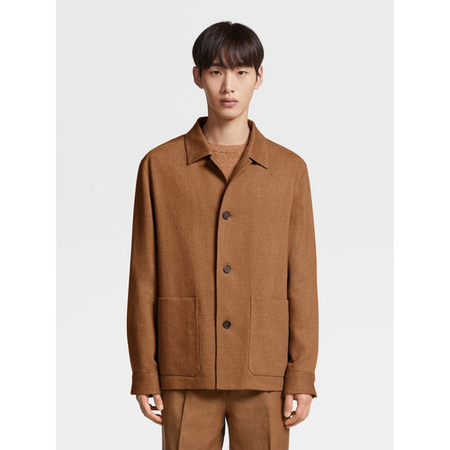 Load image into Gallery viewer, ZEGNA Vicuna Color Linen and Silk Blend Chore Jacket
