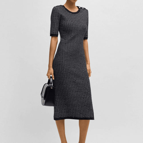 Load image into Gallery viewer, BOSS Structured-stripe dress in stretch-cotton jersey
