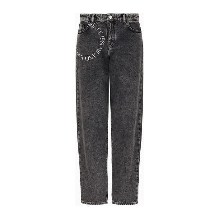 EMPORIO ARMANI J90 MID-RISE RELAXED-LEG JEANS IN A VINTAGE-LOOK DENIM WITH DECORATIVE PRINTS - Yooto