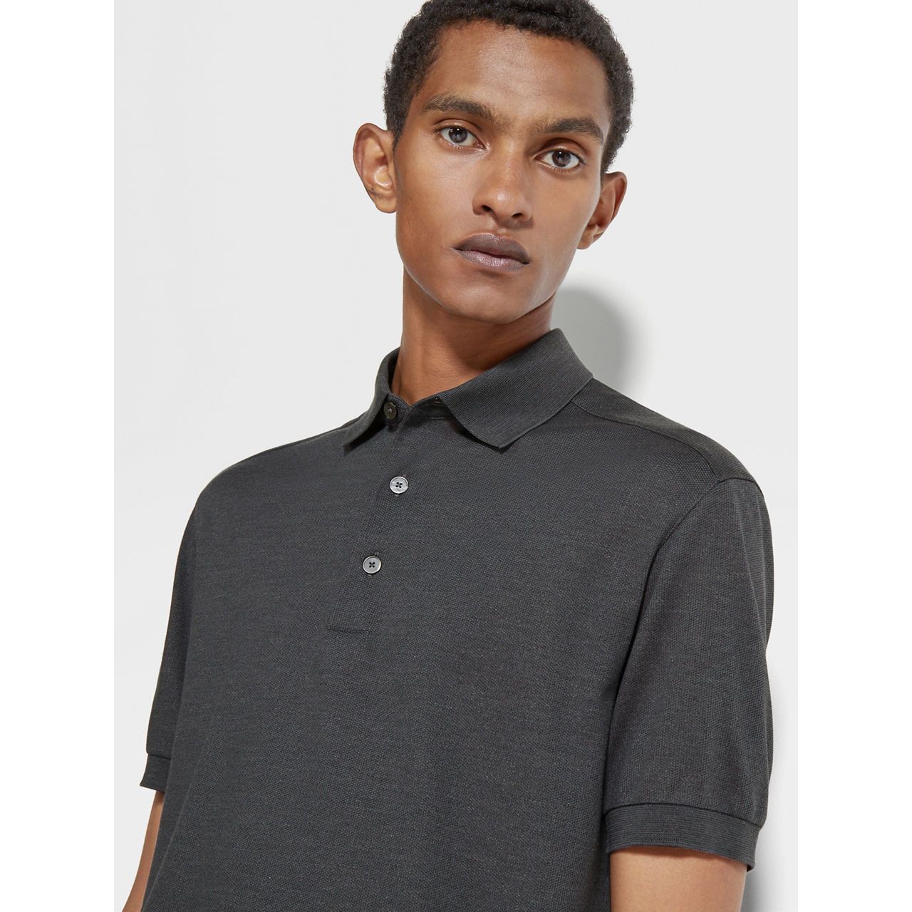 ZEGNA COTTON AND SILK POLO SHIRT