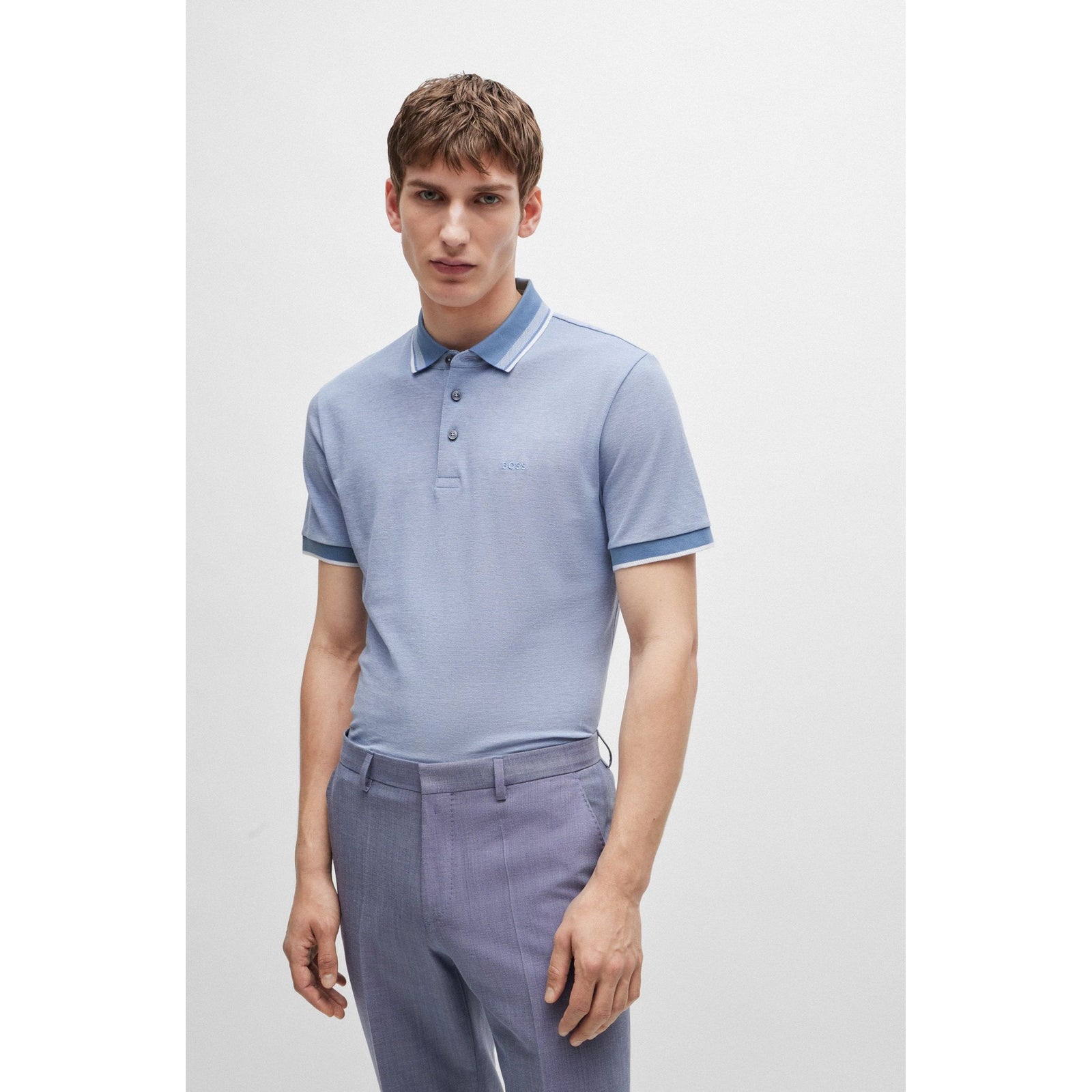 BOSS OXFORD-COTTON-PIQUÉ POLO SHIRT WITH LOGO DETAIL