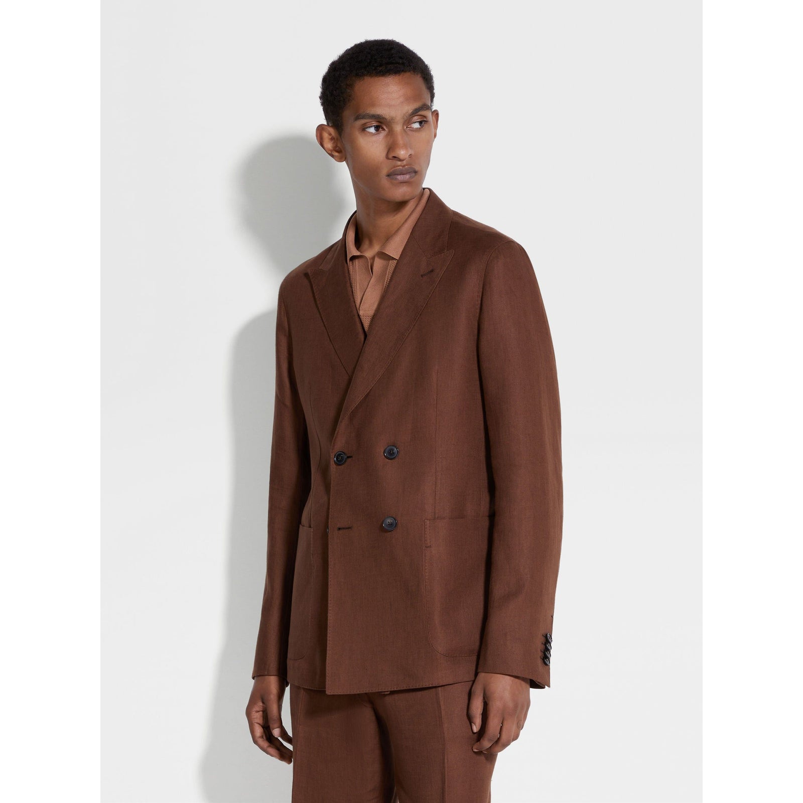 ZEGNA BROWN OASI LINO JACKET