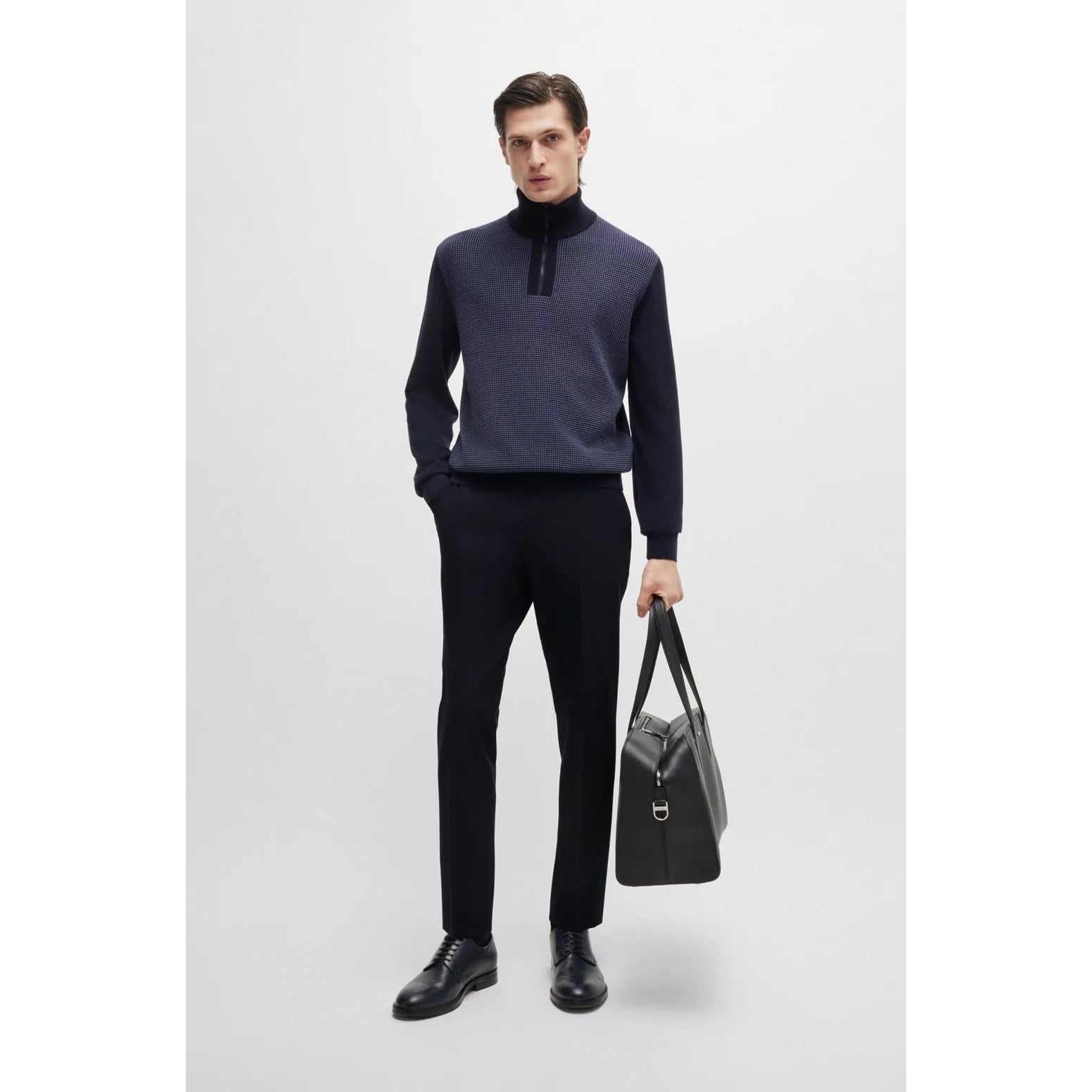 BOSS MODERN-FIT TROUSERS IN A PERFORMANCE-STRETCH WOOL BLEND