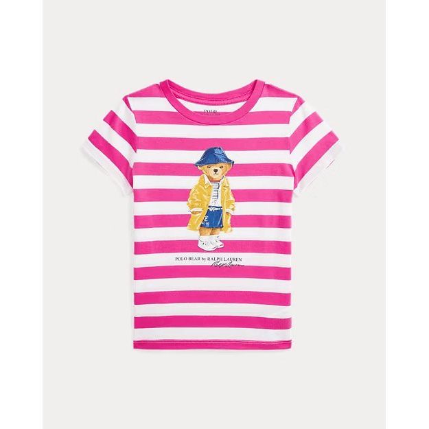 RALPH LAUREN Striped Polo Bear Cotton Jersey T-shirt