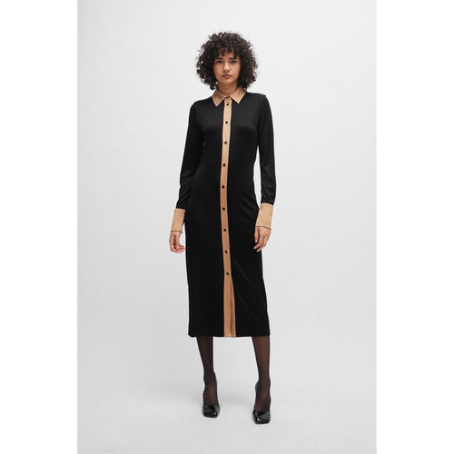 Load image into Gallery viewer, BOSS LONG SHIRT-STYLE DRESS IN RIBBED JERSEY - Yooto
