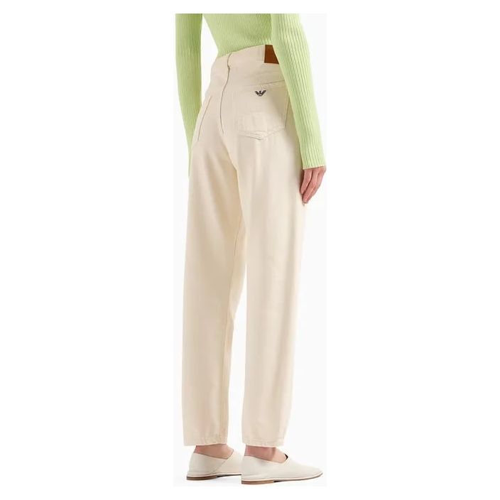 EMPORIO ARMANI J04 MID-RISE STRAIGHT-LEG TROUSERS IN ASV WORN-LOOK ORGANIC COTTON - Yooto