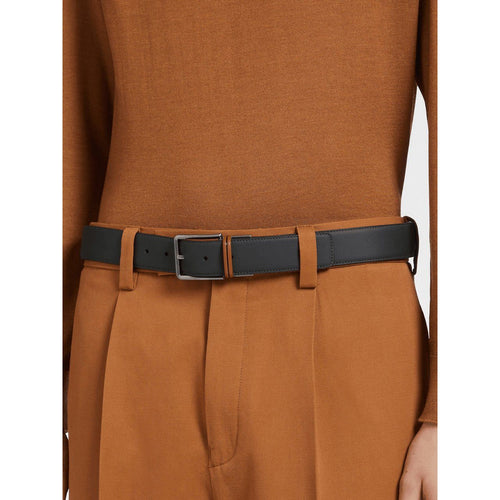 Load image into Gallery viewer, ZEGNA BLACK AND FOLIAGE REVERSIBLE LEATHER BELT
