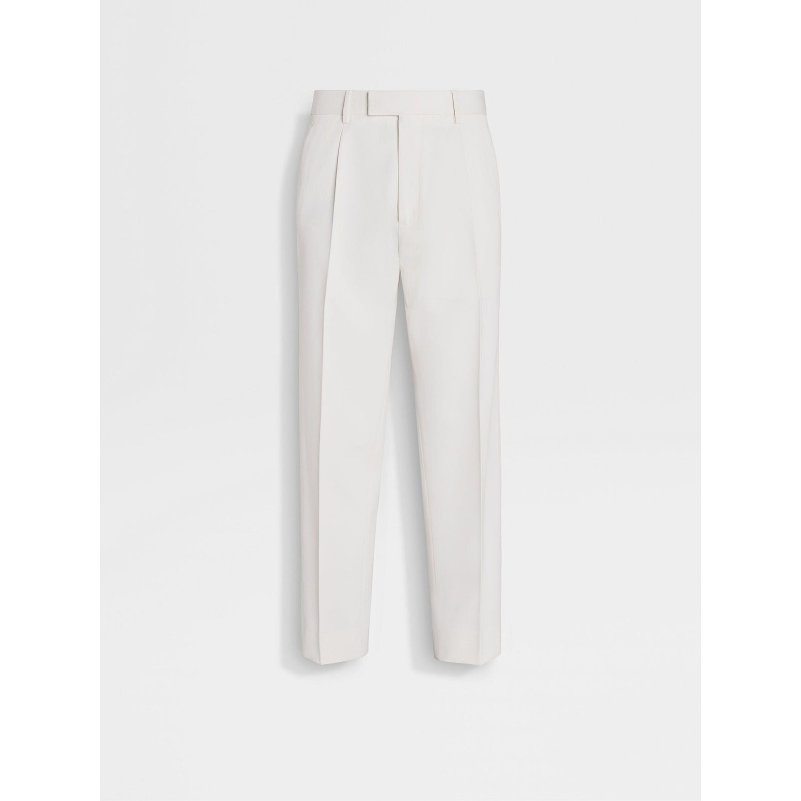 ZEGNA WHITE COTTON AND WOOL PANTS