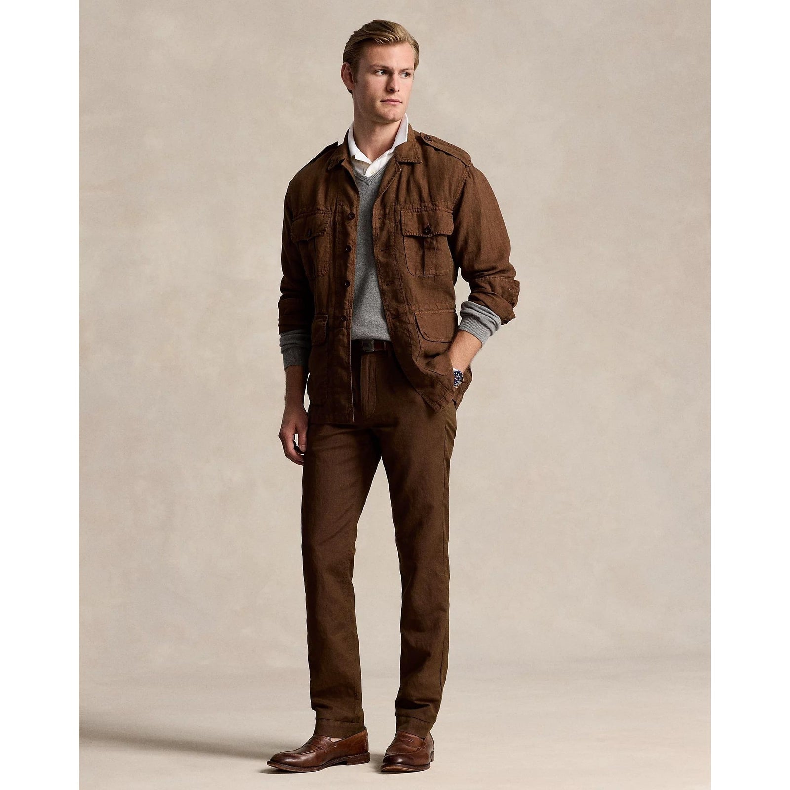 POLO RALPH LAUREN STRAIGHT FIT LINEN-COTTON TROUSER