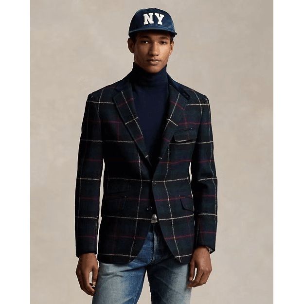 RALPH LAUREN Polo Tailored Plaid Wool Suit Jacket