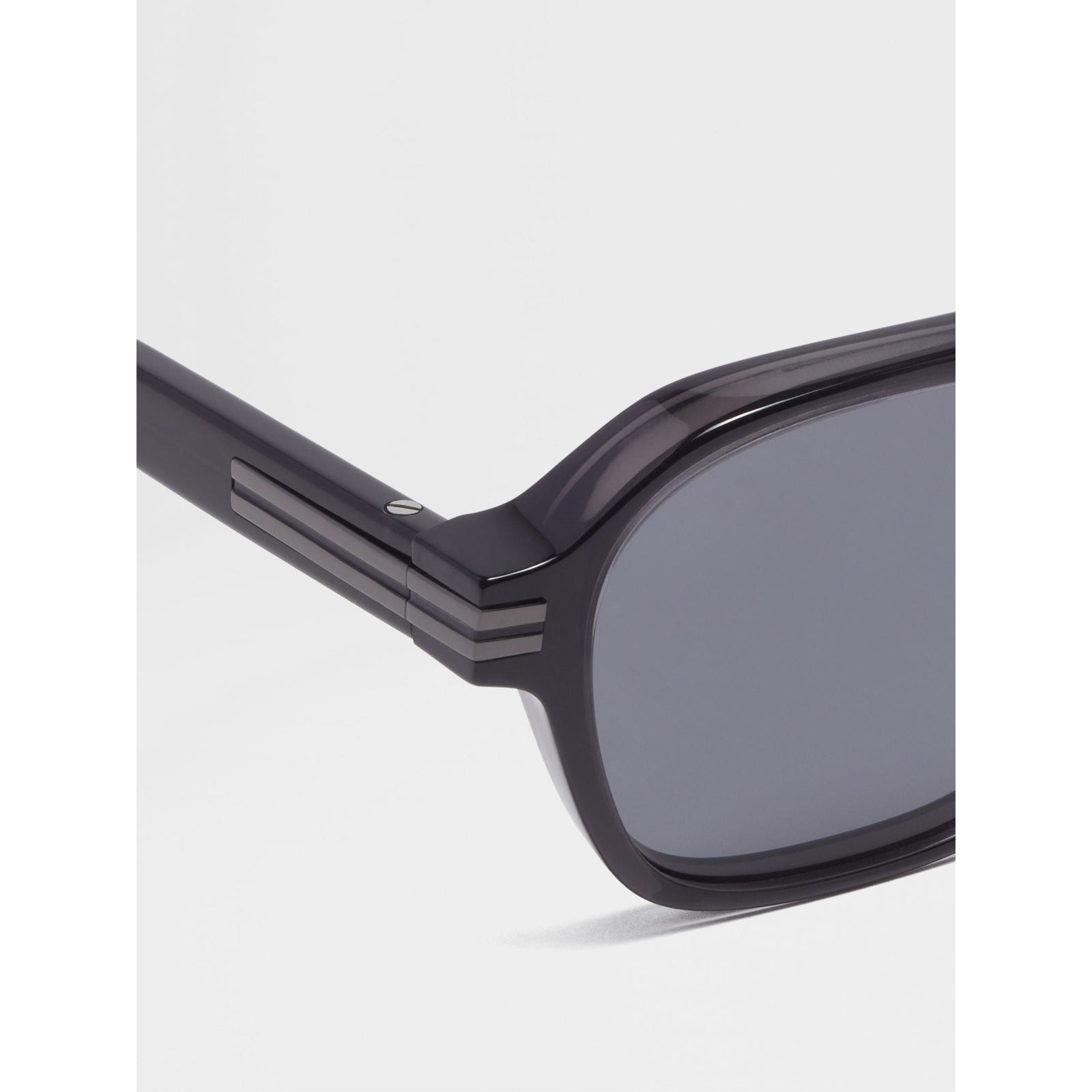 ZEGNA TRANSPARENT DARK GREY AURORA II ACETATE SUNGLASSES