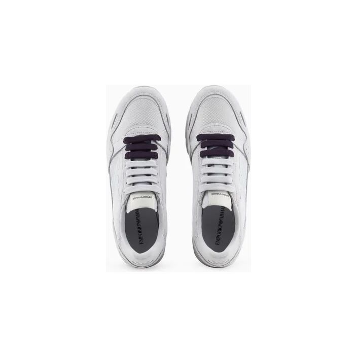 EMPORIO ARMANI MESH SNEAKERS WITH SUEDE DETAILS AND EAGLE PATCH