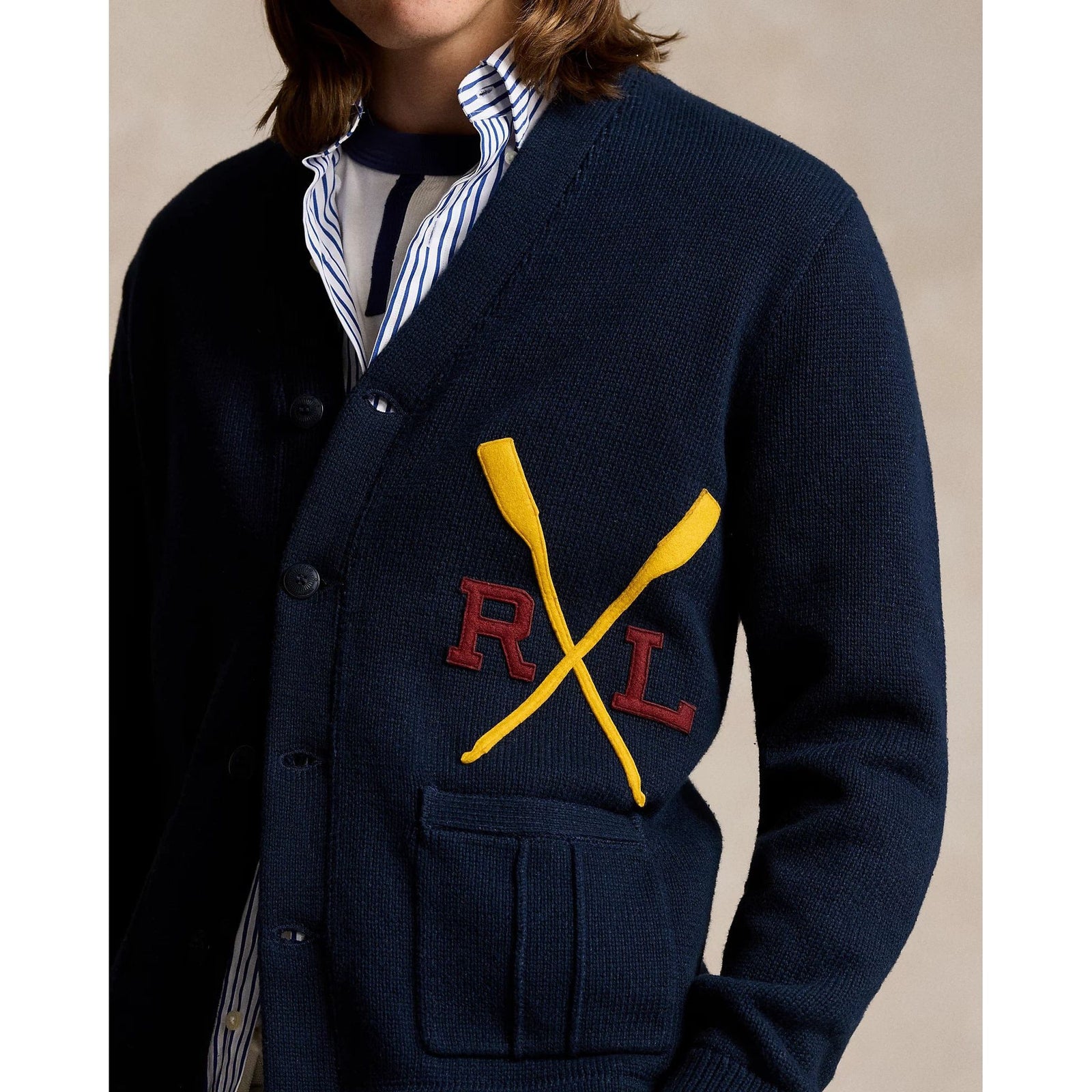 RALPH LAUREN Varsity-Inspired Cotton Cardigan