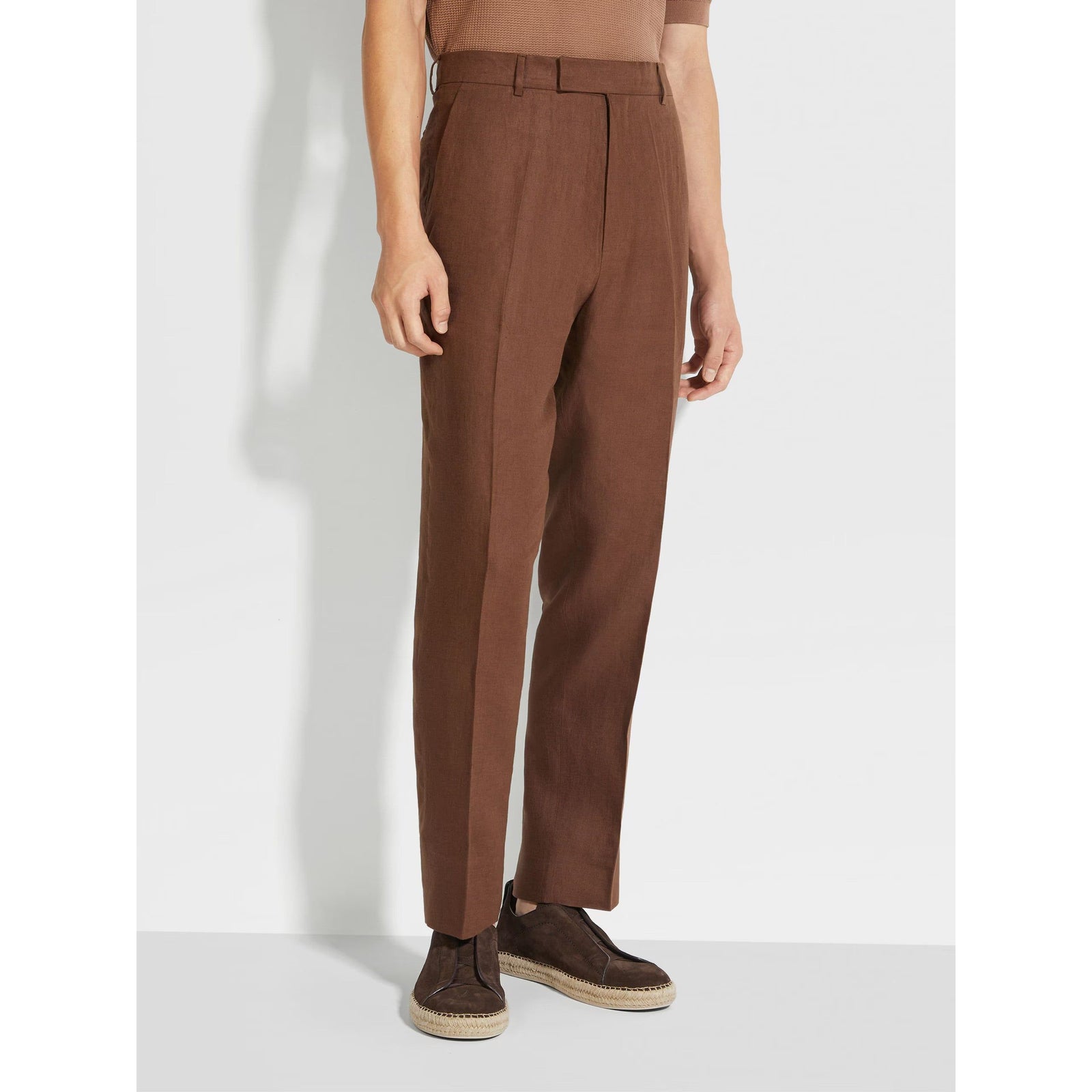 ZEGNA BROWN OASI LINO PANTS