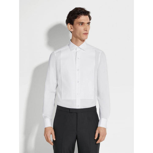 Load image into Gallery viewer, ZEGNA OPTICAL WHITE COTTON TUXEDO SHIRT
