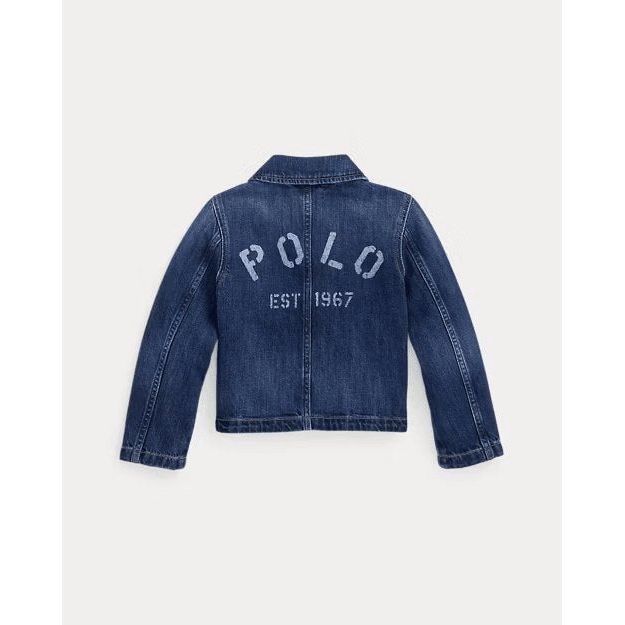 RALPH LAUREN Logo Cotton Denim Boxy Jacket