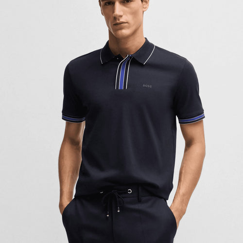 Load image into Gallery viewer, BOSS Interlock-cotton polo shirt with contrast tipping
